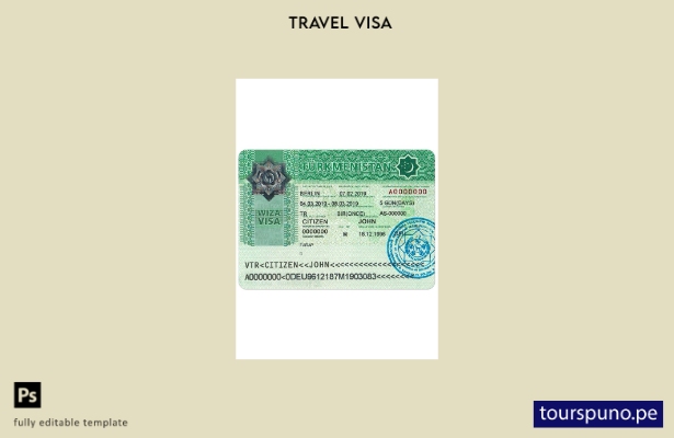 Plantilla de visa para Turkmenistán lista para imprimir